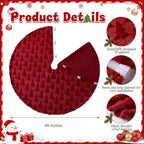 Civaner 48in Burgundy Tree Christmas Tree Skirt Faux Fur - Image 2