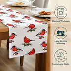 Christmas Table Runners | Red Cardinals Table Runner | Winter Decorations for Home | Festive Holiday Table Decor | Kitchen Dining Table Runner | Made in The USA | 14" x 72" Long - Image 2