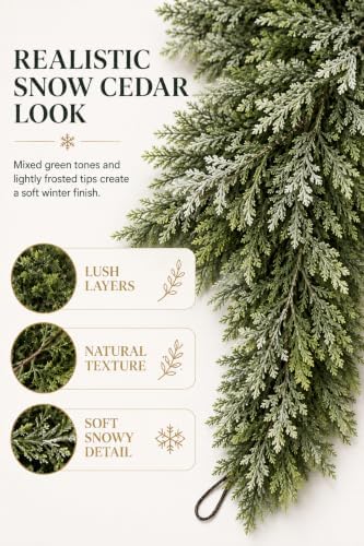 9FT Touch Fake Christmas Cedar Garland, Realistic Plant(1Pcs) - Image 4