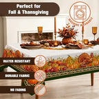 Rectangle Fall Tablecloth 60x120 Inch, Thanksgiving Autumn Harves Turkey Pumpkin Table Cloth, Waterproof Wrinkle Resistant Table Cover for Fall Decorations Decor - Image 6