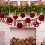 30pcs Velvet Christmas Ball Ornaments, Flocked Shatterproof Christmas Ornaments Hanging Xmas Tree Decorations Set for Home Party Holiday Decor (Multi-Size, Burgundy) - Image 4