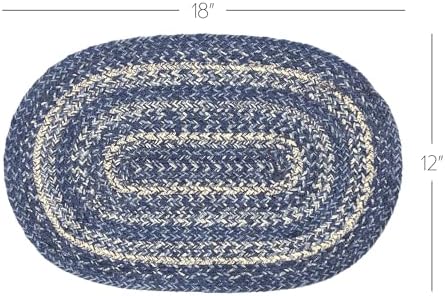 VHC Brands Farmhouse Great Falls Blue Table Placemat, Blue White, Jute Blend, Oval, 12x18 Inches, 12 Pack 12 Pack - Image 4