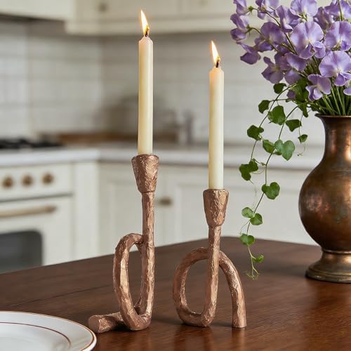 DN DECONATION Gold Twisted Candle Holders Set of 2 for Table Centerpiece - Image 3