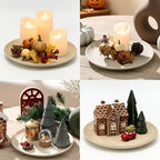 Vanselia Decorative Table Tray Ceramic Round Trays Home Decor (12" Retro) - Image 2
