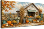 WAXWHELK Fall Canvas Wall Art, Autumn Rustic Farmhouse Painting Pictures of Farm Fresh Stand with Pumpkins and Mums, Thanksgiving Artwork for Living Room Bedroom Home Decor, (12"x24") by Unknown