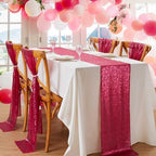 Sequin Table Runner Fuchsia 10 Pcs 12x108 Inches Elegant Wedding Sparkly Fabric Table Runners for Bridal Shower Banquet Celebration Decorations - Image 3