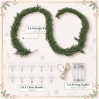 Unittype 15 ft Christmas Garage Door Decor Norfolk Pine Garland with Light - Image 3