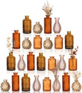 Hewory Small Bud Vases Bulk: 25Pcs Glass Amber Flower Vases for Centerpiece by Hewory