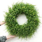 28 Inch Large Boxwoods Wreaths for Front Door Artificial Green Leaves Greenery Indoor Outdoor Wreath Home Decor Porch Window Wall Farmhouse Door Decorations Spring Summer Fall All Seasons - Image 5