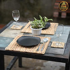 Square Placemats Set of 8, Water Hyacinth Woven Placemats for Dining Table, Boho Rattan Plate Chargers for Dinner Plates, Handmade Wicker Table Mats for Farmhouse and Holiday Decor, 11.8 Inch - Image 4