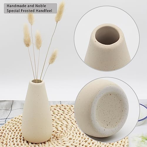 YANLING 6 Pack Modern Small Vase for Flowers, Light Yellow Ceramic Vases - Image 4
