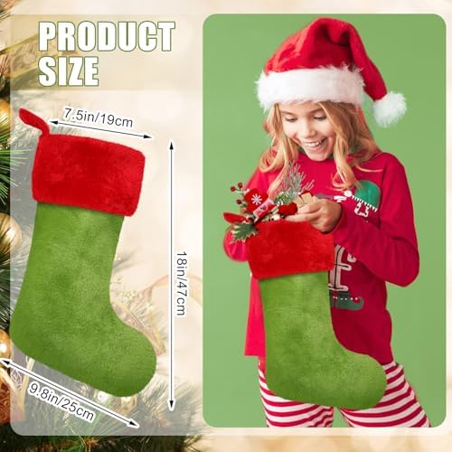 Shinymoon 12 Pcs Christmas Stocking 18 Inch Large Xmas Stocking Ornaments Bulk Faux Fur Fireplace Tree Decor for Party - Image 2