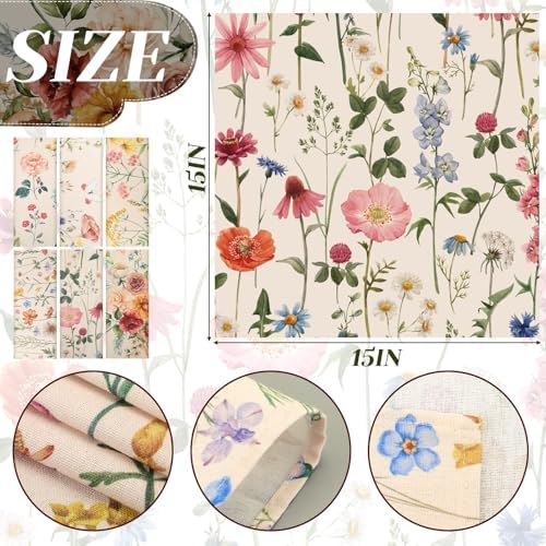 Funnymoom 24 Pcs Wildflower Floral Cloth Napkins Multicolored Reusable - Image 3