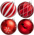 JORNOY Christmas Balls Ornaments Set, 6 inch/150mm Extra Large Shatterproof Plastic Hanging Bulbs for Xmas Tree Decorations Holiday Party with String, 4 Pack-Red&White by JORNOY