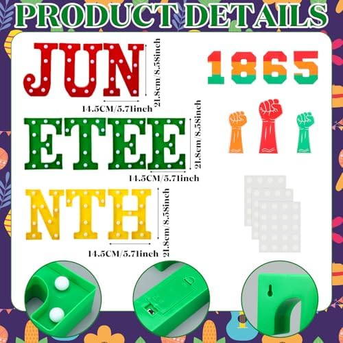 Ganeen 17 Pcs Lighted Juneteenth Table Decoration Plastic LED - Image 2