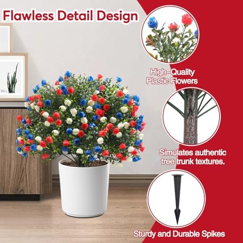 2 Pack 27.5" Patriotic Artificial Flowers w/Stake for 4th of July - Image 4