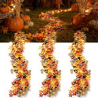 Solar Fall Garland with Lights, Maple Leaf Outdoor Indoor (10ft-BAT, 3PC) by Ontuz
