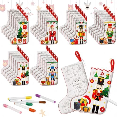 Zhanmai 24 Pcs Color Your Own Christmas Stocking Kit by Zhanmai
