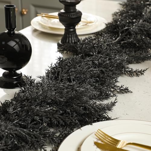 Dingion 2 Pack 9 ft Halloween Black Artificial Cedar Garland - Image 7
