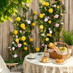 71in Artificial Rose Vine Silk Flower Garland Wedding Garden Decor(Yellow) - Image 7