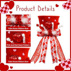 nuvagiki Valentine's Day Tree Topper Hat Decor, Valentines Day Heart Ribbon Bow Hat Decorations for Tree, Galentines Day Decorations Tree Ornaments, Valentine Velvet Heart Bow Hat, Valentines Gifts - Image 5