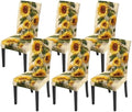 Sunflower Chair Covers Set of 6,Stretchable Kitchen Dining Room Chair Covers Decorations Removable Washable Dining Chair Slipcovers Chair Protectors for Dining Room & Kitchen by LEIWEIHOPE