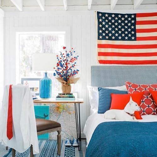 idyllic 2-Pack Berry Table Tree Artificial 4th of July Tabletop Decor - Patriotic Decoration with Stars Arrows Linen for Memorial Day, Independence Day, Veteran Day(19-inch Height) - Image 5