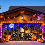 7x16FT Halloween Skull Garage Door Banner Skeleton Skull Happy Hallowen Garage Door Cover Decoration for Hallowen Decoration by FOREVERQUEEN