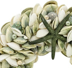 Natural Seashell Wreath w/Shells, Starfish, Pearls, Sea Snails - Spring & Summer Coastal Decor Beach House Indoor Door Wreath, 18in Green - Image 3