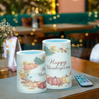 ALAZA Pumpkin Happy Thanksgiving Flickering Flameless Candles Battery Operated with Remote Timer,Tea Light Candles LED Pillar Votive Candles Set of 2 for Outdoor Indoor Decorations - Image 6