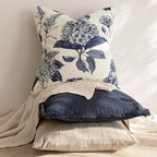 Foindtower Set of 2 Linen Floral Vintage Throw Pillow Covers Neutral Accent Print Decorative Cozy Cushion Covers Farmhouse Boho Home Decor for Sofa Chair Couch Bed Living Room,18×18 Inch,Navy Blue - Image 5