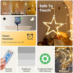 Ramadan Solar Icicle Lights,10.8ft 138 LED Outdoor Waterproof Moons Stars - Image 5