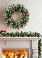 Christmas Garland with Lights, 9Ft Prelit Garland, 8 Light Modes & Timer - Image 6