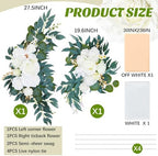 Thiccywoov 4 Pcs Wedding Arch Flowers and Drape Kit Include 2 Artificial Floral Swag and 2 White Chiffon Drapes, Faux Flower Set for DIY Wedding Party Reception Ceremony Backdrop Rose Decoration - Image 2