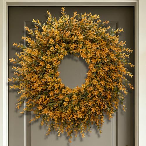 28'' Large Full Boxwood Wreath for Front Door Porch Window（Orange） - Image 5
