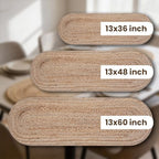 Natural Jute Table Runner, Vintage Boho Rustic Decor, Oval 60x13 Inch - Image 2