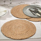 Natural Jute Placemat Set of 4 - Round 13 Inch Decorative Reversible Braided Hand Woven Charger for Dinner Table Décor Farmhouse Christmas Wedding Family Gathering Party and Everyday Use - Image 7