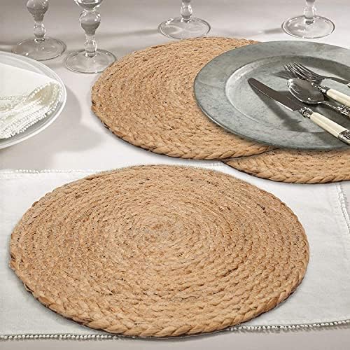 Natural Jute Placemat Set of 4 - Round 13 Inch Decorative Reversible Braided Hand Woven Charger for Dinner Table Décor Farmhouse Christmas Wedding Family Gathering Party and Everyday Use - Image 7