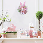Easter Wreaths for Front Door with Lights,Easter Door Wreath,Easter Mesh Wreath,Bunny Spring Colorful Easter Decorations Holiday Ornament for Home Indoor Outdoor Supplies (Pink Bunny Butt) - Image 4