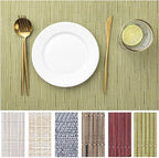 LEXMORE Placemats Set of 12 Vinyl/Plastic Woven Place Mats for Kitchen Table Indoor/Outdoor Washable Placemat Wipeable Dining Table Mats(Pea Green) by lexmore