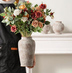 Ceramic Rustic Vase, Large Flower Vase Tall Farmhouse Decorative Vase Floral Pottery Vases for Home Decor Table Living Room Entryway Mantel Bedroom Bathroom Kitchen - 11 Inch Rustic - Image 4