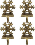 OCTERIC 4Pcs Stocking Holders, Snowflake Pattern Retro Metal Mantel Hooks, Anti-Slip Heavy Duty Solid Cast Iron Mantle Hangers Xmas Décor for Fireplace Holiday Indoor Decoration by OCTERIC