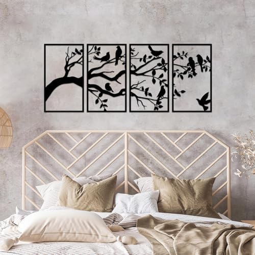 ruelen 4 Pcs Metal Birds Branch Wall Art,Tree of Life Wall Decor 17"x9.8" - Image 6