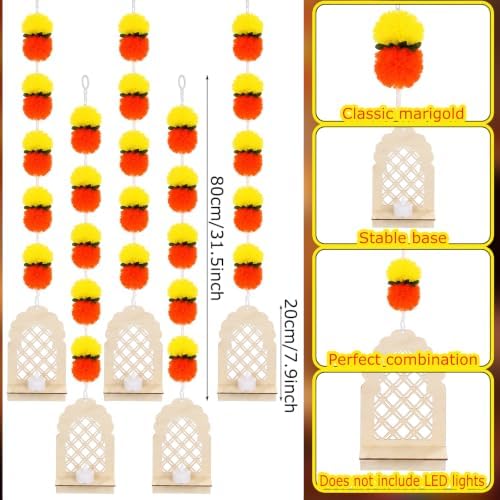 Yerliker Marigold Garland for Diwali Hanging Decorations Long Wall Decor - Image 2