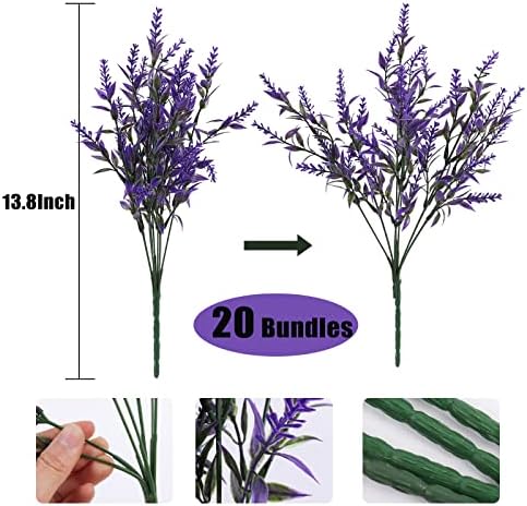 RECUTMS 20 Pcs Outdoor Artificial Flowers UV Resistant Fake Outdoor Plants - Image 2