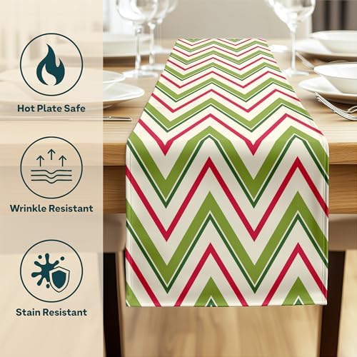 Holiday Table Runners | Chevron Design | Seasonal Table Decorations | Kitchen Dining Table Runner | Made in The USA | Stain Resistant | 14" x 90" Long - Image 3
