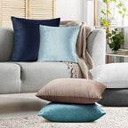 Nestl Throw Euro Pillow Covers, Cozy Velvet Decorative Pillow Covers 26x26 Inches, Soft Solid Couch Pillow Case for Sofa, Bed and Car, Set of 4 - Taupe Sand - Image 7