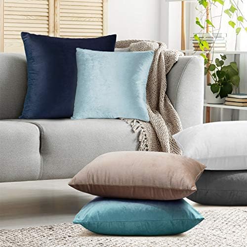 Nestl Throw Euro Pillow Covers, Cozy Velvet Decorative Pillow Covers 26x26 Inches, Soft Solid Couch Pillow Case for Sofa, Bed and Car, Set of 4 - Taupe Sand - Image 7