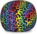 Ambesonne Leopard Print Storage Toy Bag Chair, Modernized Panther Leo Skin Wild Big Cats in Gradient Rainbow Tones Print, Stuffed Animal Organizer Washable Bag, Large Size, Purple by Ambesonne