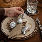 Arthur Court Western Napkin Rings Set - Cowboy Saddle, Boot, Hat, Horseshoe - Aluminum Table Decor - 3" Diameter - Image 4